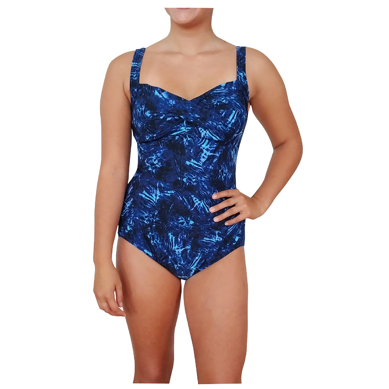 DURAFAST ELITE EXPRESSION TWISTED BRA TANK FRONT NAVY BLUE